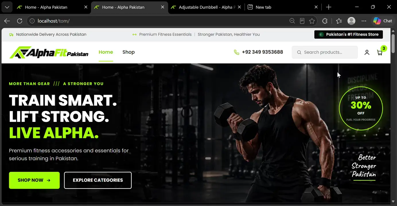 Fitness products online store preview